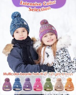 HAITHO Kids Toddler Winter Hat with Pom Pom, 2 Size Kids Beanie Hats for Girls Boys, Cute Warm Fleece Lined Knit Beanies Cap - Image 6