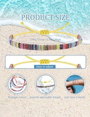 LOLIAS 24 Pieces Waterproof String Bracelets for Women Surfer Wave Boho Bracelet Adjustable Handmade Friendship Bracelet String Ocean Beach Boho Bracelets Anklets for Women - Image 2