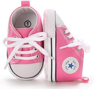 Unisex Baby Soft Sole Sneakers, Canvas Denim High Top, Newborn Infant First Walkers - Image 2