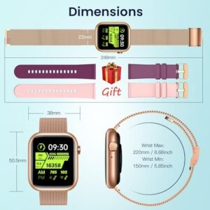 Smartwatch Women for Android Phones iOS: Gold Smart Watches for Women Fitness Tracker 1.83" Touchscreen Waterproof Smartwatches with Answer/Make Call Blood Pressure Heart Rate Sport Pedometer Monitor - Image 7