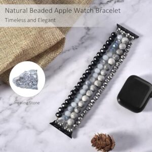 CAGOS Beaded Bracelet Band Compatible with Apple Watch 38mm 40mm 41mm 42mm 44mm 45mm 46mm, Stretchy Dressy iPhone Watch Bands Women Cute Boho Straps for iWatch Bands Series 10 9 8 7 6 5 4 3 2 1 SE - Image 2