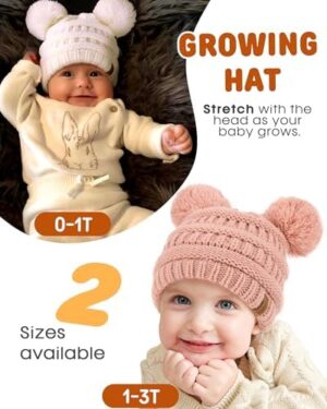 FURTALK Baby Winter Knitted Beanie Hat Soft Warm Lined Pom Pom for Infant Toddler Skull Cap - Image 3