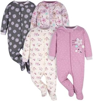 Gerber Baby Girls' 4 Pack Sleep 'N Play Footie