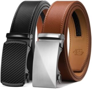 Zitahli Ratchet Belt for Men - 2 Packs Leather Mens belt For Gift Men Dress and Casual,Trim to Fit