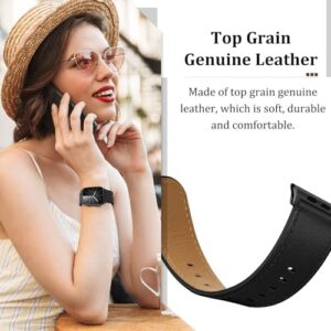 Compatible with Apple Watch Bands 49mm/46mm/45mm/44mm/42mm for Men Women, Top Grain Genuine Leather Band Strap for iWatch Ultra 2/1 Series 10 9 8 7 6 5 4 3 2 1 SE, Black/Black - Image 7