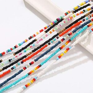 XIJIN 8Pcs Handmade Beaded Anklets for Women Boho Colorful Beads Ankle Bracelets Adjustable Foot Anklet Set - Image 5