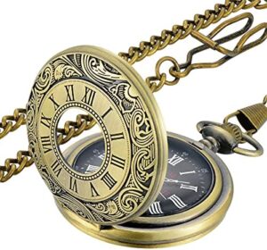 LYMFHCH Vintage Pocket Watch Roman Numerals Scale Quartz Pocket Watches with Chain Christmas Graduation Birthday Gifts Fathers Day - Image 7