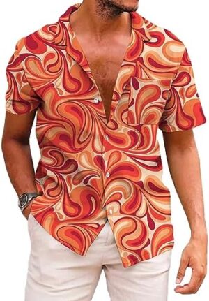 KYKU Funky Hawaiian Shirt for Men Palm Beach Shirts Tropical Vacation Clothes