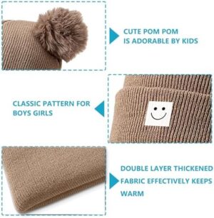 Baby Beanie Hat Toddler Infant Winter Knitted Hat Kids Soft Warm Pom Pom Beanie Cap for Boys Girls - Image 4