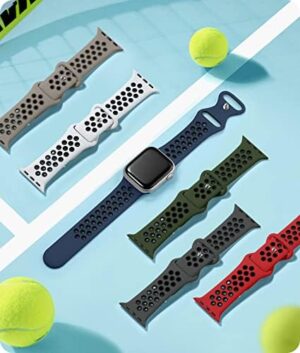 Sport Bands Compatible with Apple Watch Bands for Men Women 49mm 46mm 45mm 44mm 42mm 41mm 40mm 38mm, 6 Pack Sport Breathable Soft Silicone Strap for iWatch Bands Ultra2/1 SE Series 10 9-1 - Image 6