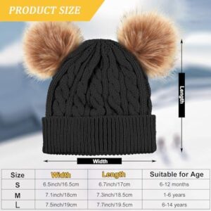 Geyoga Kids Winter Pompom Hat Knitted Ski Beanie Hat Pom Pom Beanie Cap for Girls Boys, for 0-13 Years Old - Image 2