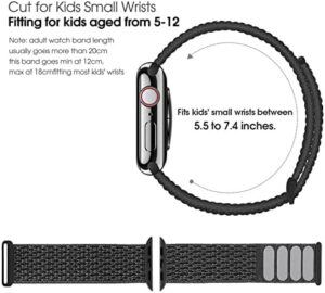 BlackPro for Kids Apple Watch Band, Breathable Soft Nylon Loop Strap for Boy Girl, Compatible with Apple Watch Series 9/8/7/6/5/4/3/2/1/SE/SE2 38mm 40mm 41mm & 42mm 44mm 45mm - Image 2