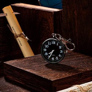 2 Pieces Quartz Pocket Watch with Key Buckle Round Portable Unisex Pocket Watch Keychain - Image 3