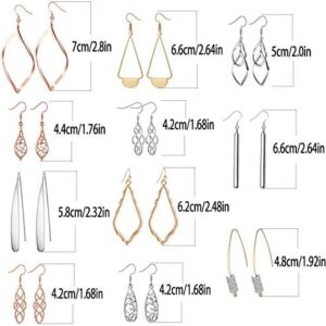 16 Pairs Silver Dangle Earrings For Women,Trendy Diamond Stud Earrings For Women, Hypoallergenic Earrings Dangling for Teen Girls - Image 7