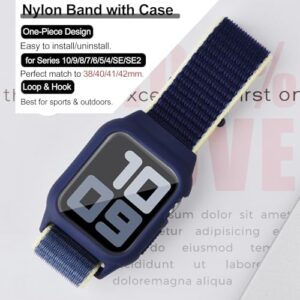 Nylon Sport Band with Case Compatible with Apple Watch Band 46mm 45mm 42mm 41mm 44mm 40mm, Protective Silicone Bumper Case with Loop Strap for Series 10/9/8/7/6/5/4/SE2/SE for Small Wrists Women Men - Image 2