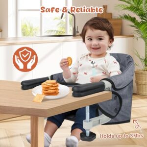 Hook On High Chair, Jozzve Baby High Chair, Portable High Chair for Travel, Foldable Fast Table Chair with Storage Bag, Baby Feeding Seat Clip On High Chair for Home and Travel (Grey) - Image 4