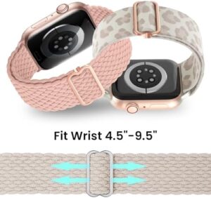 Delidigi Stretchy Bands Compatible for Apple Watch Band Women 40mm 38mm 41mm 42mm 44mm 45mm 46mm 49mm, Nylon Braided Straps for iWatch Series 10 9 8 7 6 SE 5 4 3 Ultra Ultra 2 - Image 3