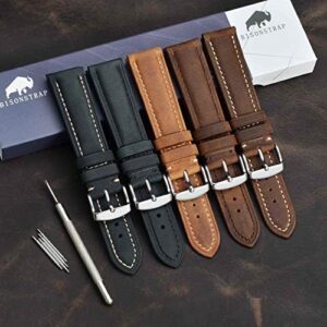 BISONSTRAP Watch Strap, Vintage Leather Replacement Bracelet, Band Width-14mm 15mm 16mm 17mm 18mm 19mm 20mm 21mm 22mm 23mm 24mm - Image 9