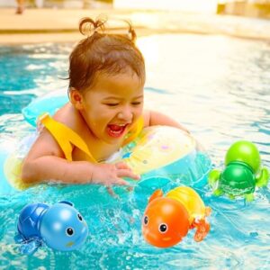 Bath Toys, Cute Swimming Turtle Baby Bath Toys for Toddler 1-3, Water Pool Floating Wind Up Toys for 1 Year Old Boy Girl Gifts, Infant Toddlers Kids Bathtub Toys, 3 Pack - Image 3