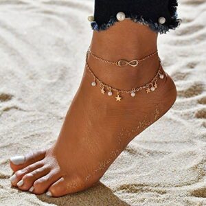 Starain 12pcs Women's Charm Anklet Set Gold Multilayer Adjustable Ankle Bracelets Boho Beach Foot Anklet for Women - Image 6