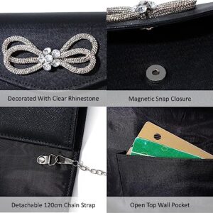 Women Evening Handbag Shiny Crystal Bow Flap Clutch Purse for Women Wedding Party Prom Purse - Image 7