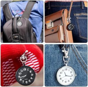 2 Pieces Quartz Pocket Watch with Key Buckle Round Portable Unisex Pocket Watch Keychain - Image 6