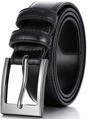 Marino’s Men Genuine Leather Dress Belt with Single Prong Buckle