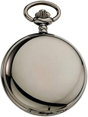 Gotham Men's Gunmetal Railroad Polished Finish Covered Quartz Pocket Watch # GWC15044BBK - Image 2