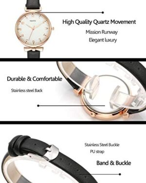 Top Plaza Womens Ladies Classic Simple Leather Analog Quartz Wrist Watch Rose Gold Case Arabic Numerals Casual Dress Watches - Image 4