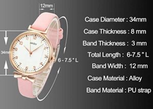 Top Plaza Womens Ladies Classic Simple Leather Analog Quartz Wrist Watch Rose Gold Case Arabic Numerals Casual Dress Watches - Image 3