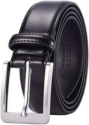 Men's Casual Leather Jeans Belts Classic Work Business Dress Belt with Prong Buckle for Men