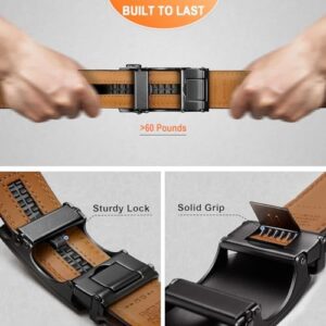 KEMISANT Mens Ratchet Belt 2 Units,Sliding Belt For Gift Mens Dress Casual 1 3/8",Size Adjustable - Image 5