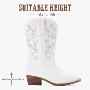 Cowboy Boots for Girls Pointed Toe Kids Cowgirl Boots Mid Calf Western Youth Cowgirl Boots Horse Riding Party for Toddler Little Big Kids - Image 4