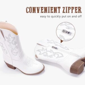 Cowboy Boots for Girls Pointed Toe Kids Cowgirl Boots Mid Calf Western Youth Cowgirl Boots Horse Riding Party for Toddler Little Big Kids - Image 5