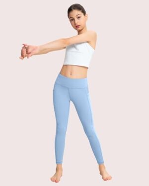 ATHVOTAR Girls Leggings with Pockets: High Waisted Yoga Workout Athletic Dance Running Pants 4 Packs - Image 3