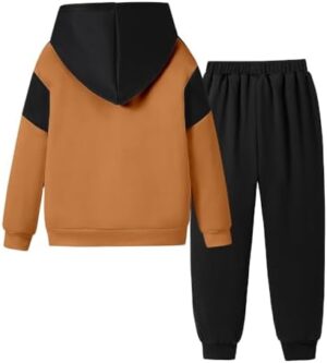 Toddler Boy Clothes-Letter Print Color Block Warm Hoodie & Sweatpants-Little Boys Winter Outfit Size(3-7 T) - Image 5