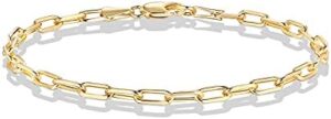 PAVOI 14K Gold Plated Paperclip/Curb/Figaro Chain Adjustable Bracelet for Women - Image 3