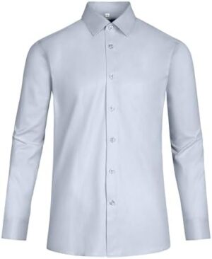 Men's Dress Shirts Regular Fit Solid Long Sleeve Wrinkle-Free Formal Shirt Business Casual Button Down Shirts - Image 3