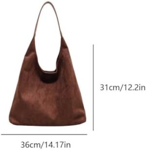 Leather Hobo Bags for Women Brown Purses Suede Purse Slouchy Tote Bag Suede Tote Bag Fall Purses Handbag - Image 5