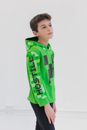 Minecraft Creeper Fleece Pullover Hoodie and Pants Outfit Set Little Kid to Big Kid - Image 4