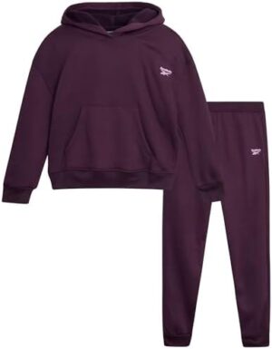 Reebok Girls' Sweatsuit Set - 2 Piece Active Hoodie Sweatshirt and Jogger Pants - Activewear Set for Girls (4-12)