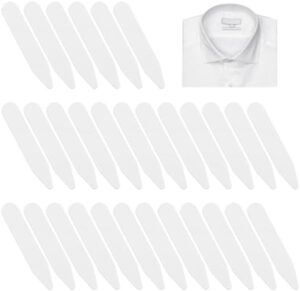 30 PCS Dress Shirt Collar Stays, 2.2" Plastic Collar Stays for Men's Shirts Collar Tabs for Men's Dress Shirts White Shirt Collar Inserts Shirt Collar Stays Set for Men