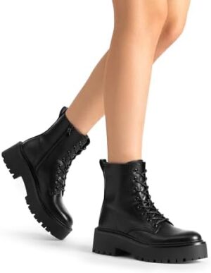 DREAM PAIRS Women's Lace up Combat Ankle Boots Fashion Lug Sole Platform Booties Shoes - Image 7