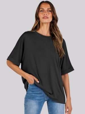 ANRABESS Women's Oversized T Shirts Short Sleeve Crewneck Summer Tops Casual Loose Basic Tee Shirts 2025 Trendy Clothes - Image 4