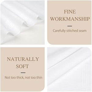 Selected Hanky Men's Handkerchiefs,100% Soft Cotton,White Classic Hankie Pack of 12 - Image 3