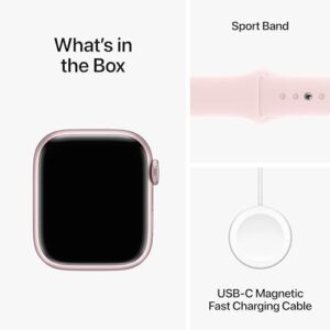 Apple Watch Series 9 [GPS 41mm] Smartwatch with Pink Aluminum Case with Light Pink Sport Band S/M. Fitness Tracker, ECG Apps, Always-On Retina Display, Water Resistant (MR933LW/A) - Image 6