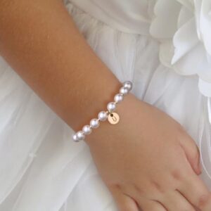 Initial Pearl Bracelet Flower Girl Bracelet Proposal Gifts for Girls, Dainty Gold Pearl Bracelets with Letter A-Z Personalized Name Jewelry Birthday Christmas Wedding Party Gift for Her - Image 8