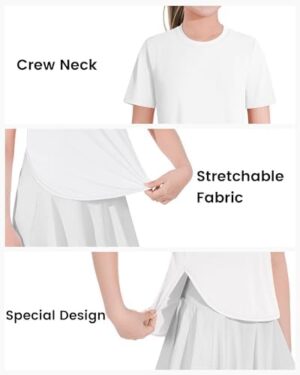 JOCMIC Girls Athletic Shirts Short Sleeve Quick Dry T-Shirt UPF 50+ Basic Tee Tops for Kids Teens Sports Activewear - Image 6