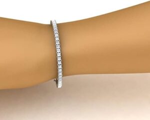 5 Carat TO 18 Carat Princess Cut Lab Grown Diamond Basket Tennis Bracelets Clarity 14K Solid Gold (SI2) Color (G - H) - Image 3