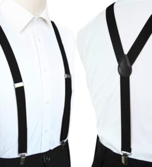 JEMYGINS Solid Color Mens Suspender with 3 Strong Clips Adjustable Braces - Image 2